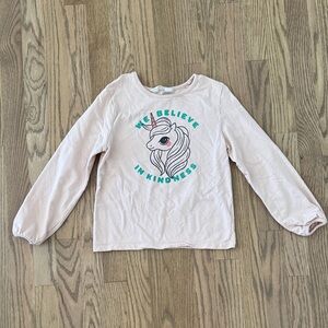 H&M Light Pink Unicorn Long Sleeve Tee
